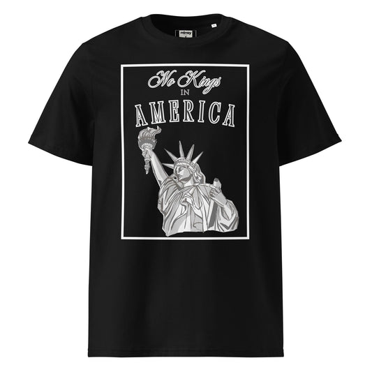 No Kings in America (Black) Unisex organic ribbed neck t-shirt