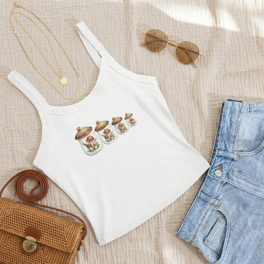 Merry Mushrooms Canisters Women’s micro-rib tank top