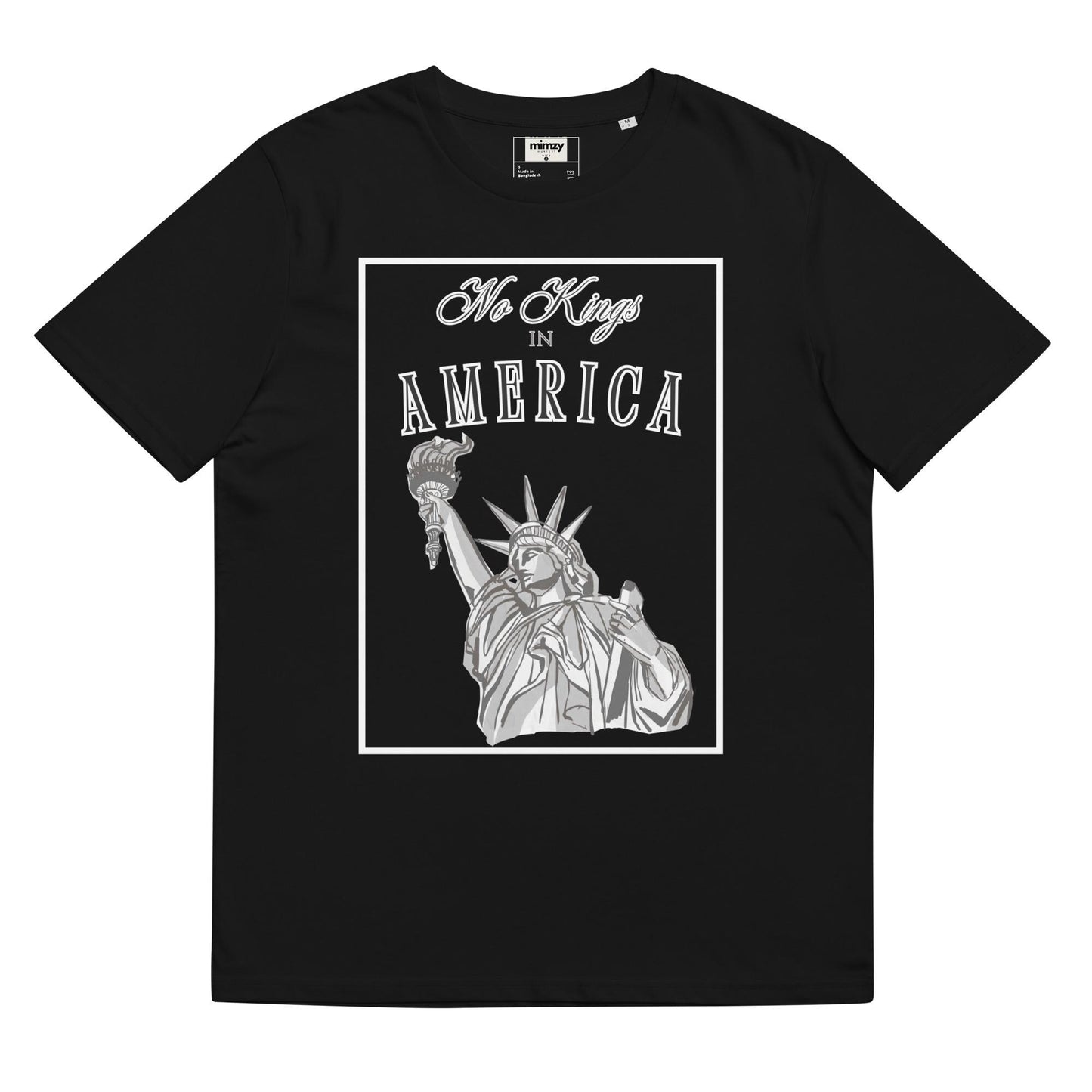No Kings in America (Black) Unisex organic ribbed neck t-shirt