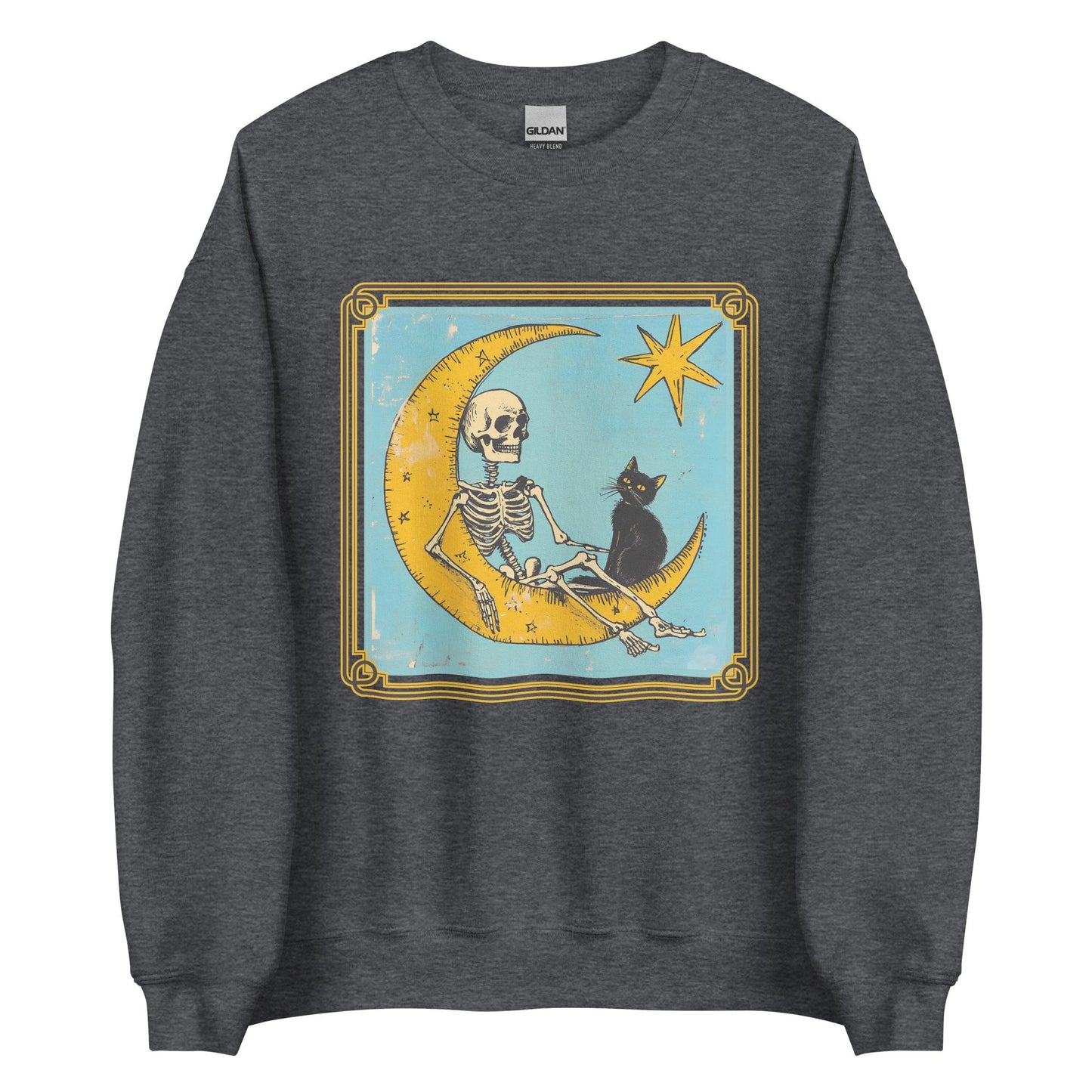 Black Cat and Skeleton Tarot Design Unisex Sweatshirt