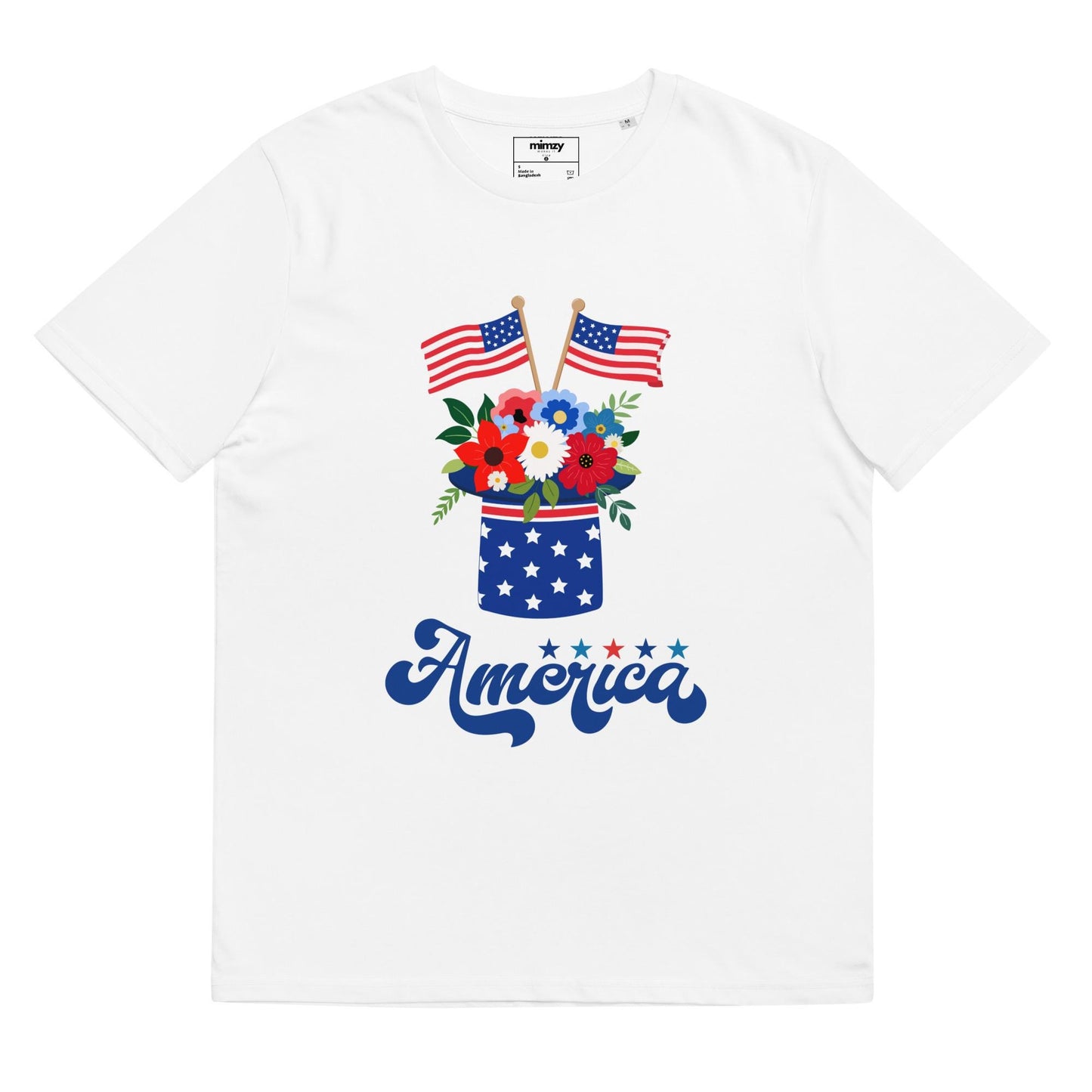 America Floral Unisex organic ribbed neck t-shirt