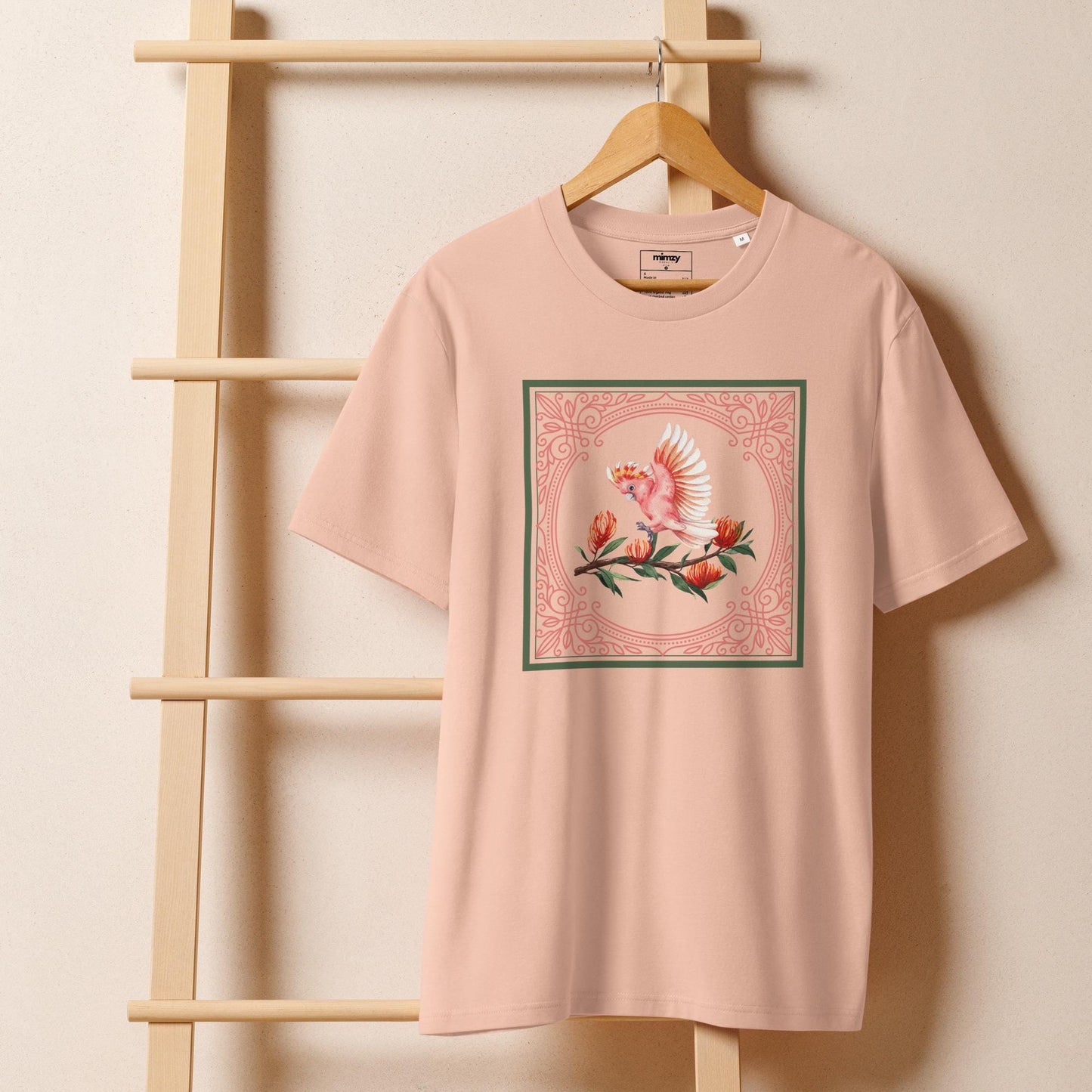 Pink Cockatoo Unisex organic ribbed neck t-shirt