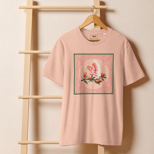 Pink Cockatoo Unisex organic ribbed neck t-shirt