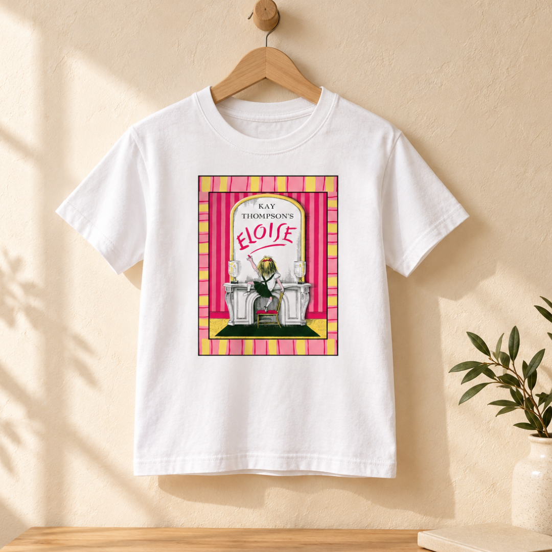 Eloise at The Plaza Pink and Yellow Border Youth classic tee