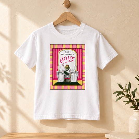 Eloise at The Plaza Pink and Yellow Border Youth classic tee