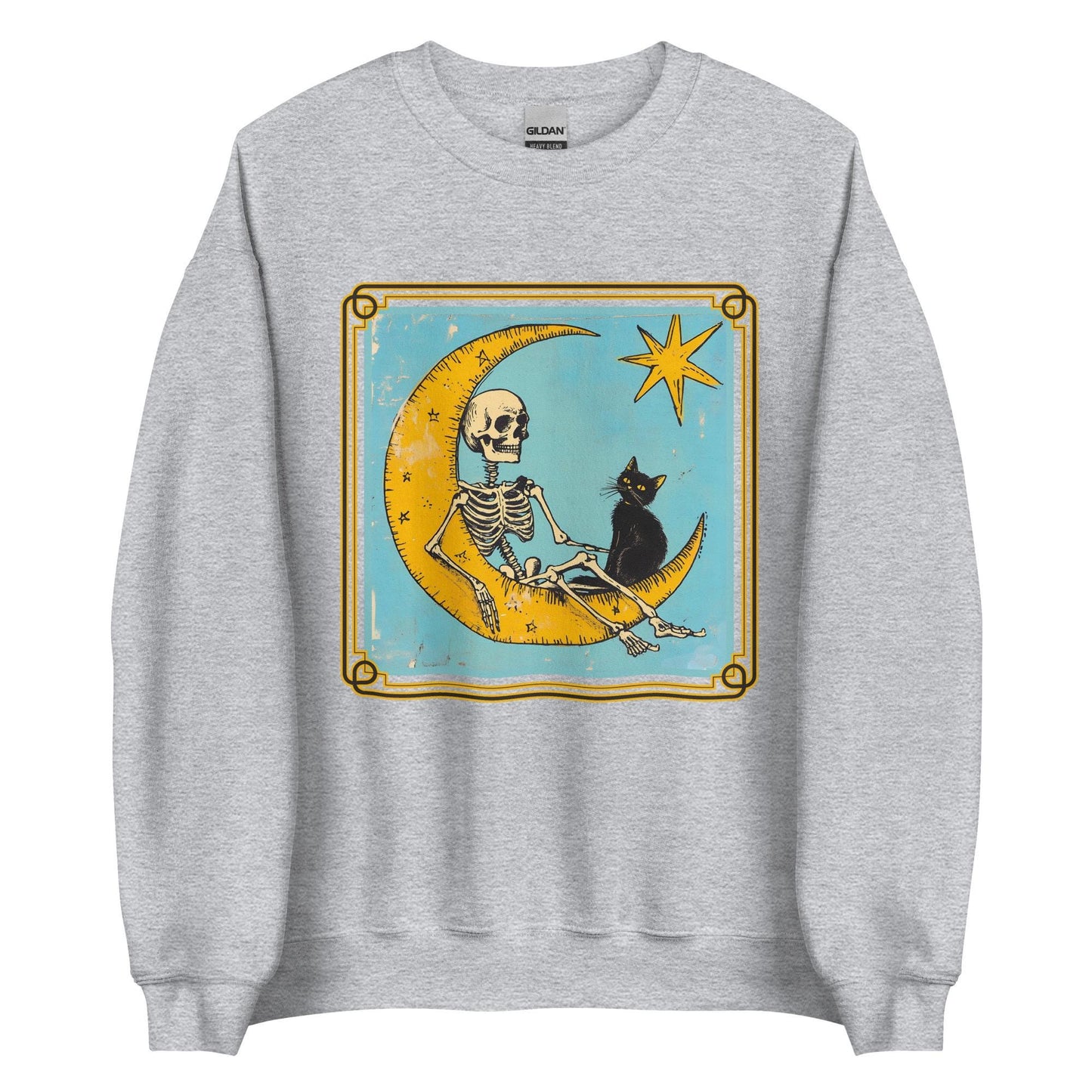 Black Cat and Skeleton Tarot Design Unisex Sweatshirt