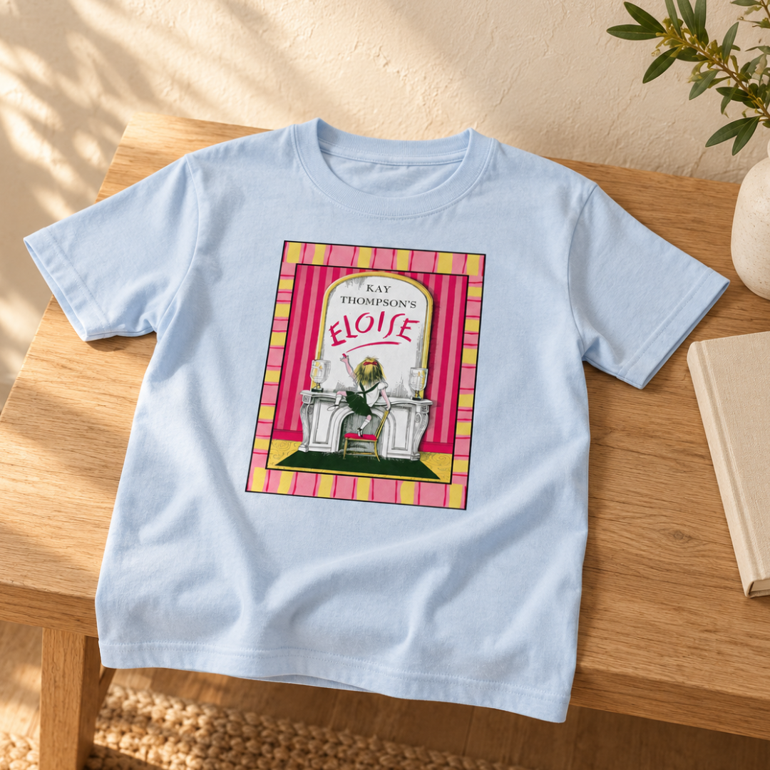 Eloise at The Plaza Pink and Yellow Border Youth classic tee