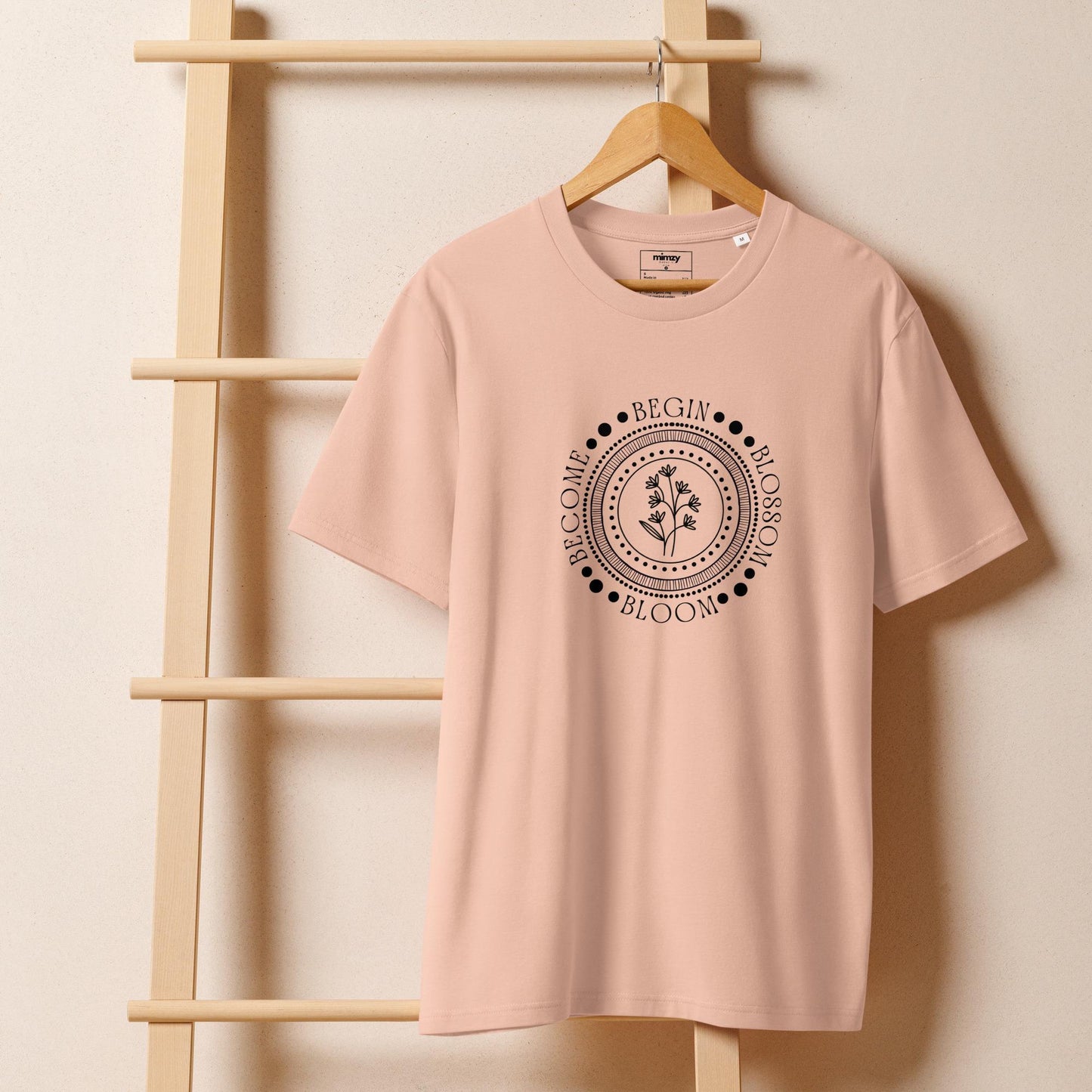 Begin, Bloom, Blossom, Become Unisex organic ribbed neck t-shirt