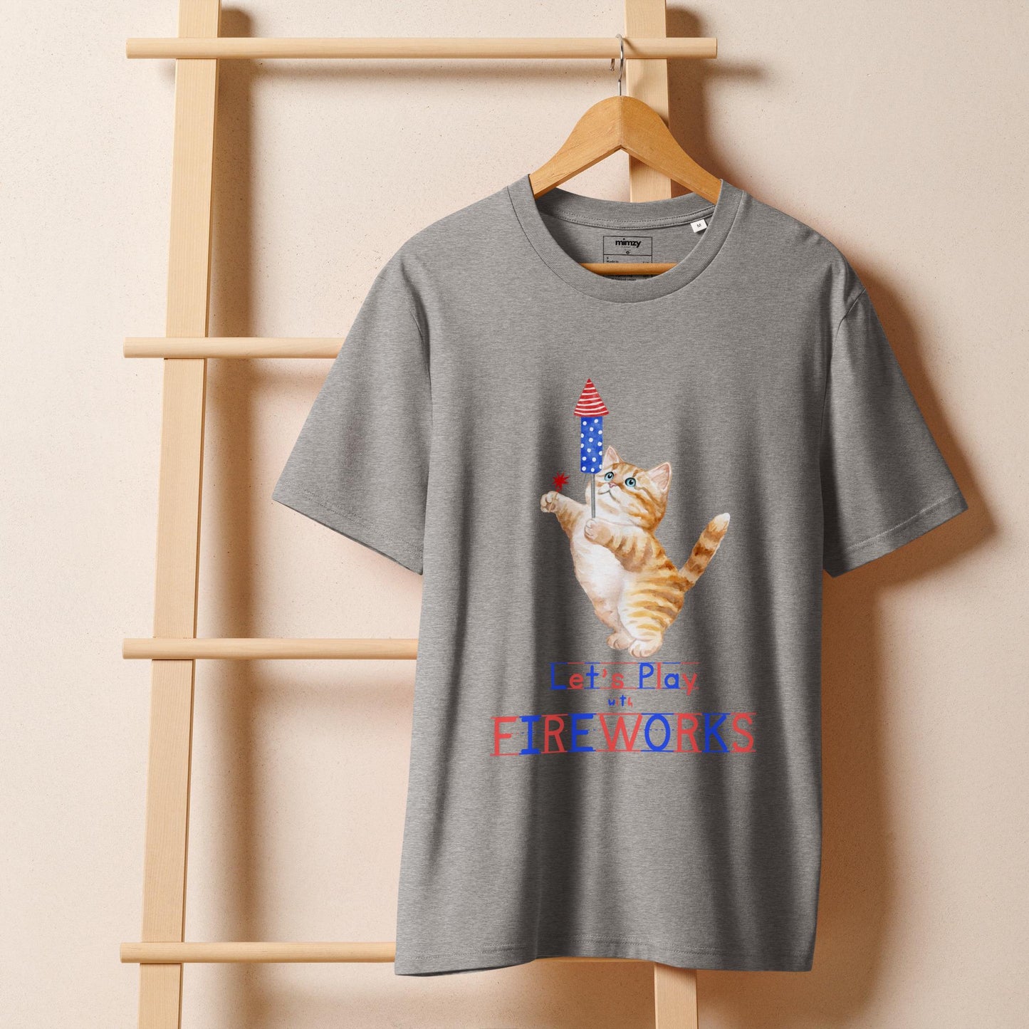 Let's Play with Fireworks Unisex organic ribbed neck t-shirt