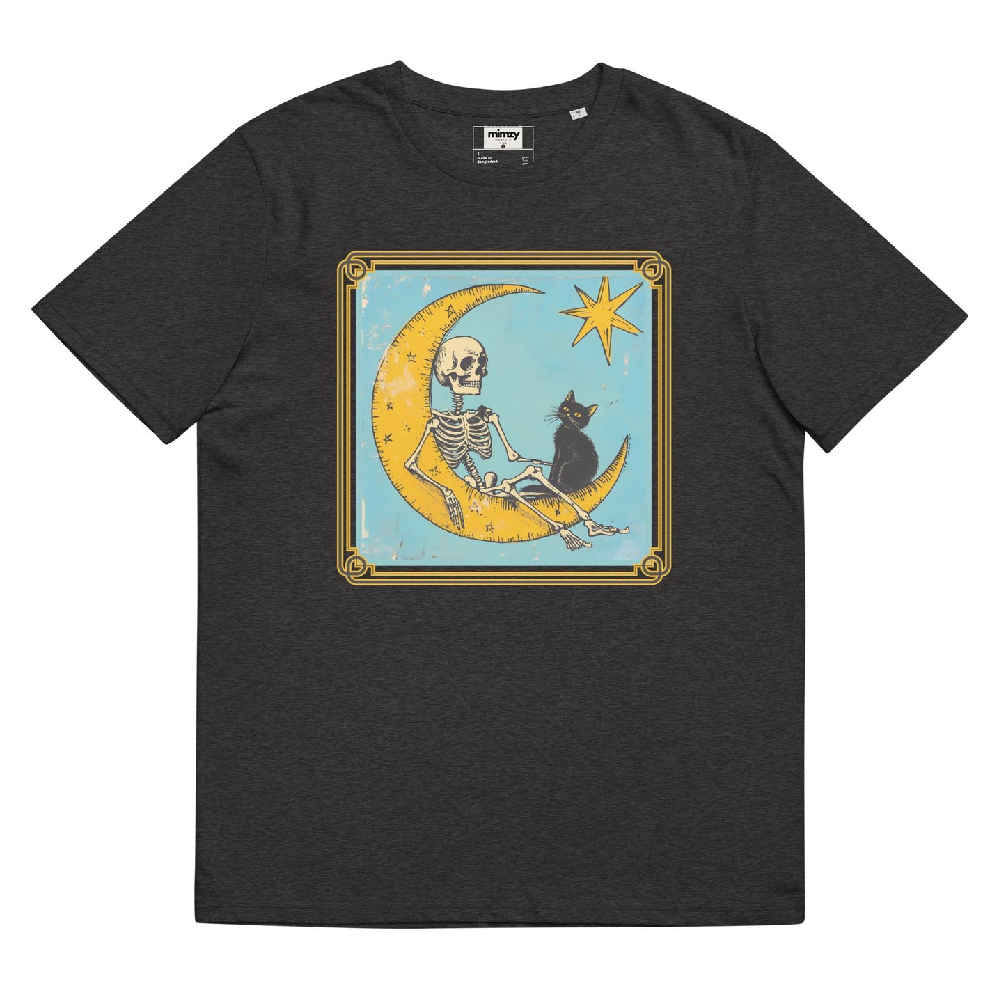 Black Cat and Skeleton Tarot Design Unisex organic ribbed neck t-shirt