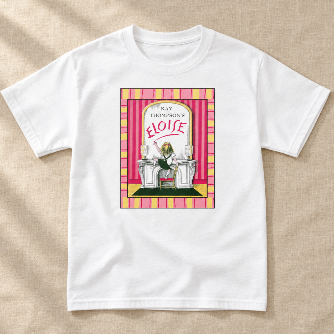 Eloise at The Plaza Pink and Yellow Border Youth classic tee