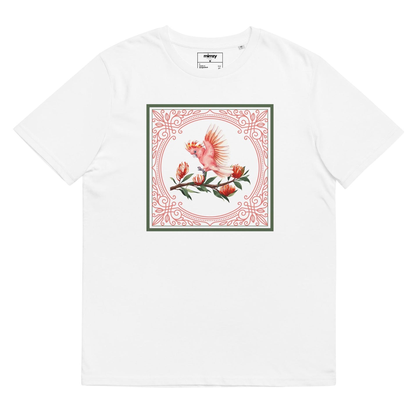 Pink Cockatoo Unisex organic ribbed neck t-shirt