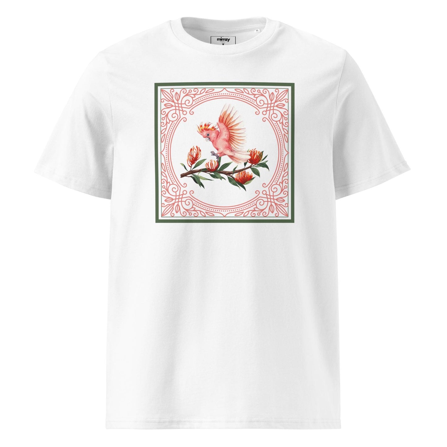Pink Cockatoo Unisex organic ribbed neck t-shirt