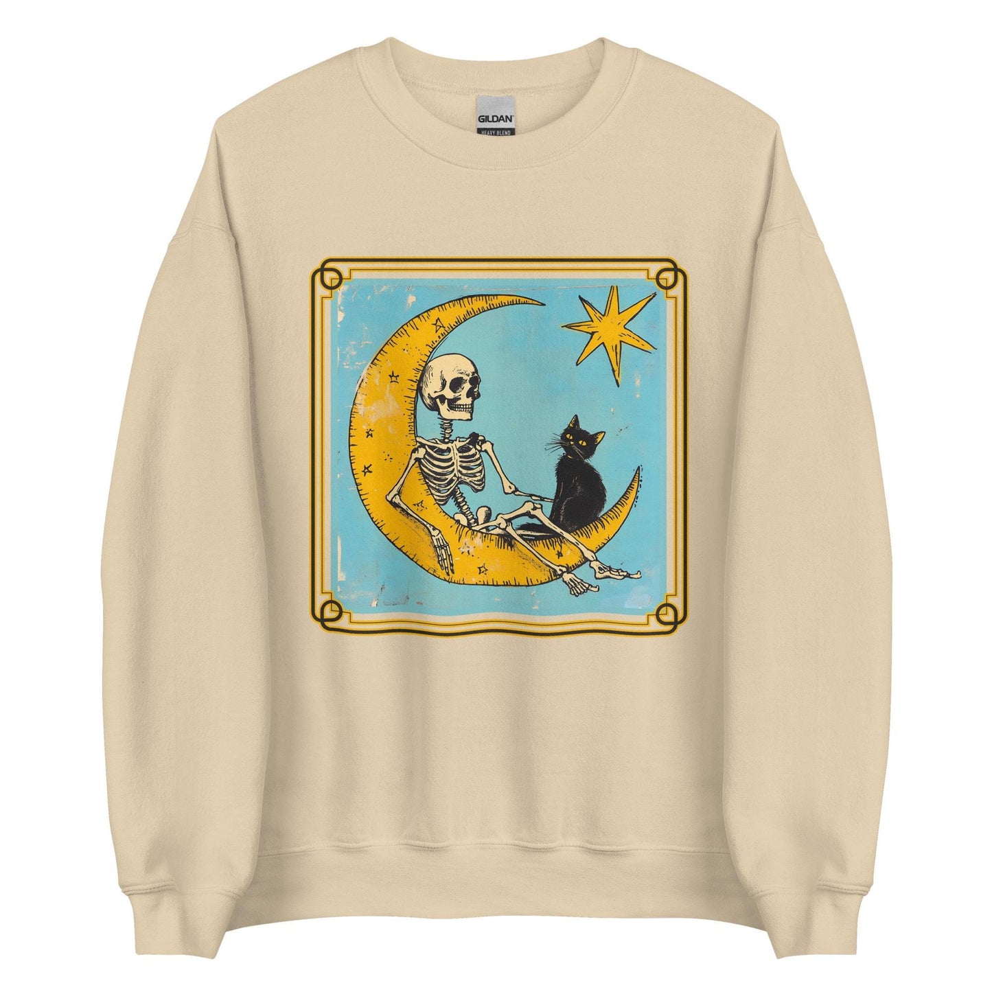 Black Cat and Skeleton Tarot Design Unisex Sweatshirt