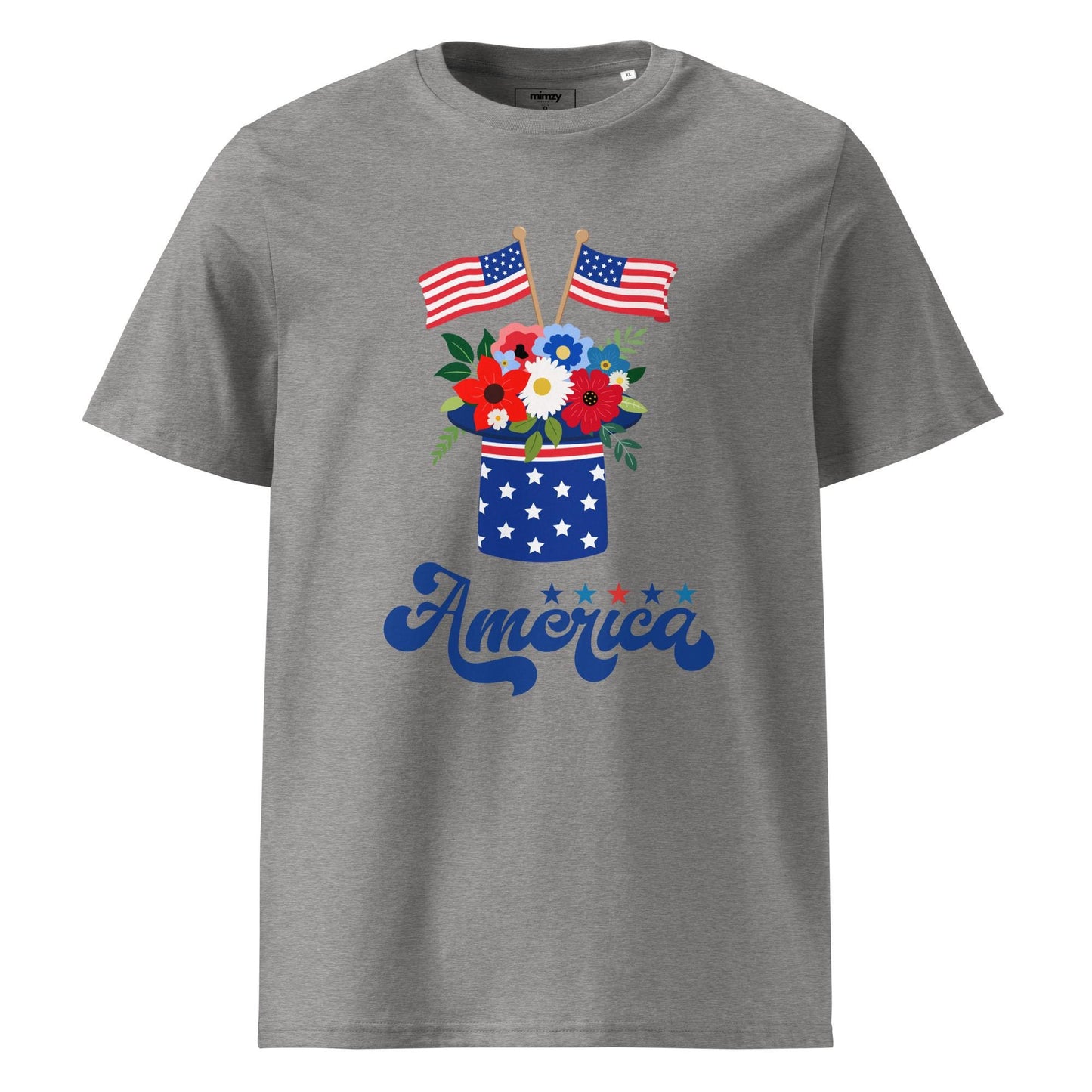 America Floral Unisex organic ribbed neck t-shirt
