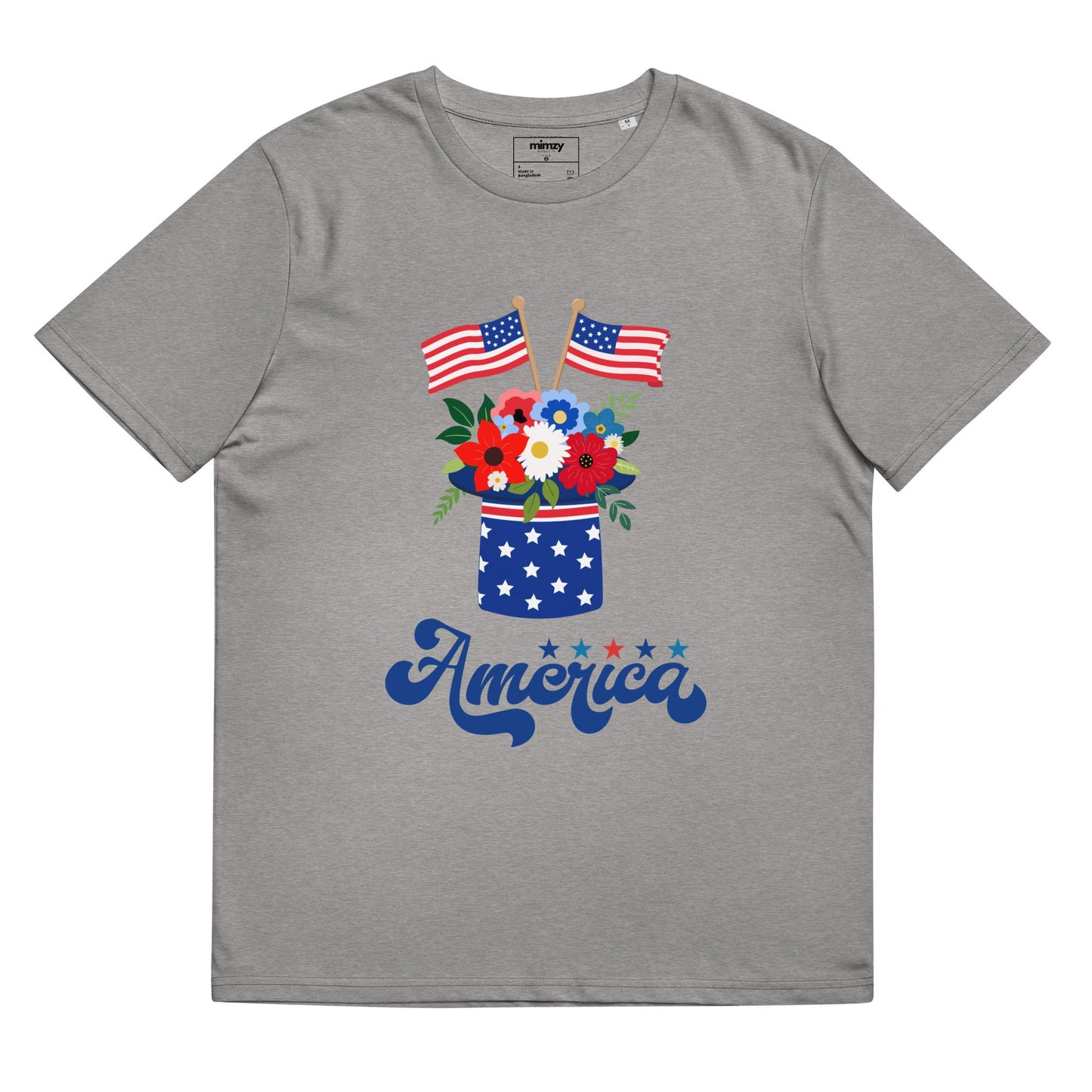 America Floral Unisex organic ribbed neck t-shirt