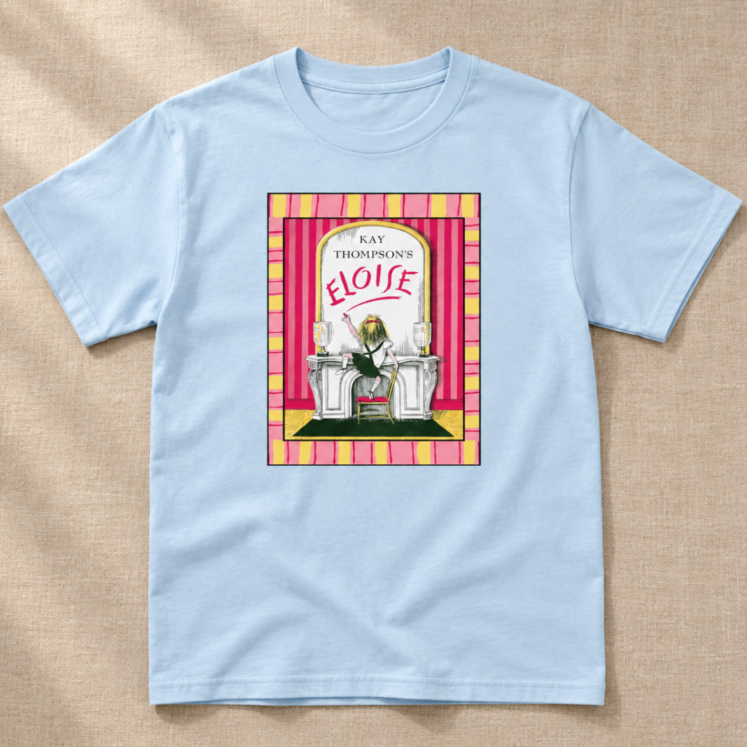 Eloise at The Plaza Pink and Yellow Border Youth classic tee