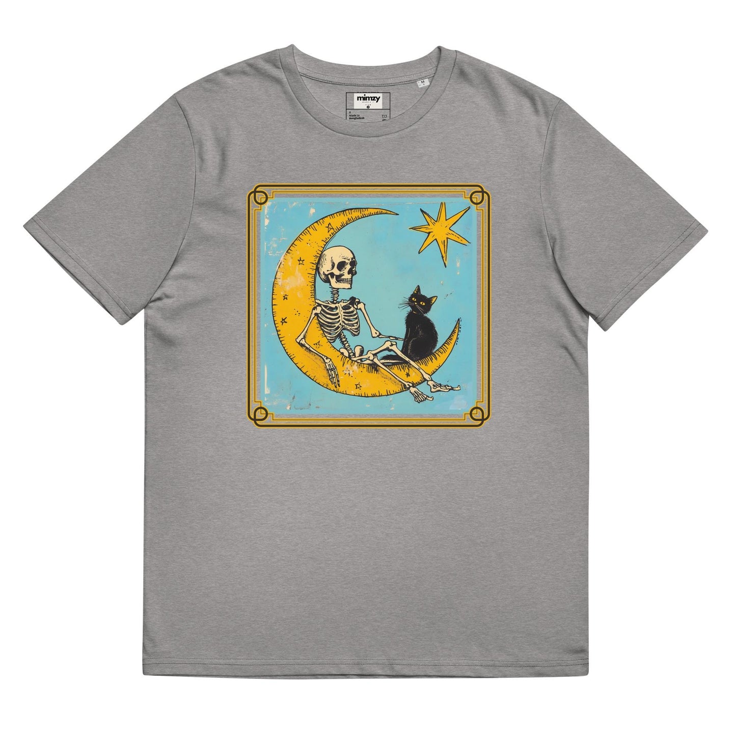 Black Cat and Skeleton Tarot Design Unisex organic ribbed neck t-shirt