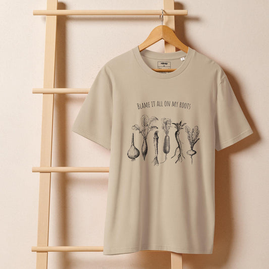 Blame it on my Roots Unisex organic ribbed neck t-shirt