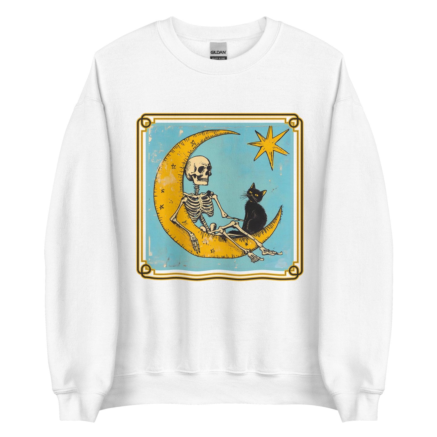 Black Cat and Skeleton Tarot Design Unisex Sweatshirt