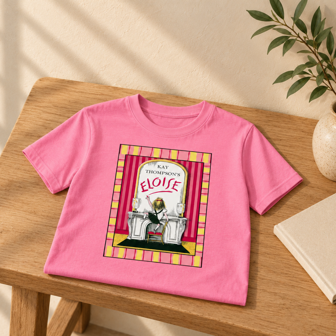 Eloise at The Plaza Pink and Yellow Border Youth classic tee