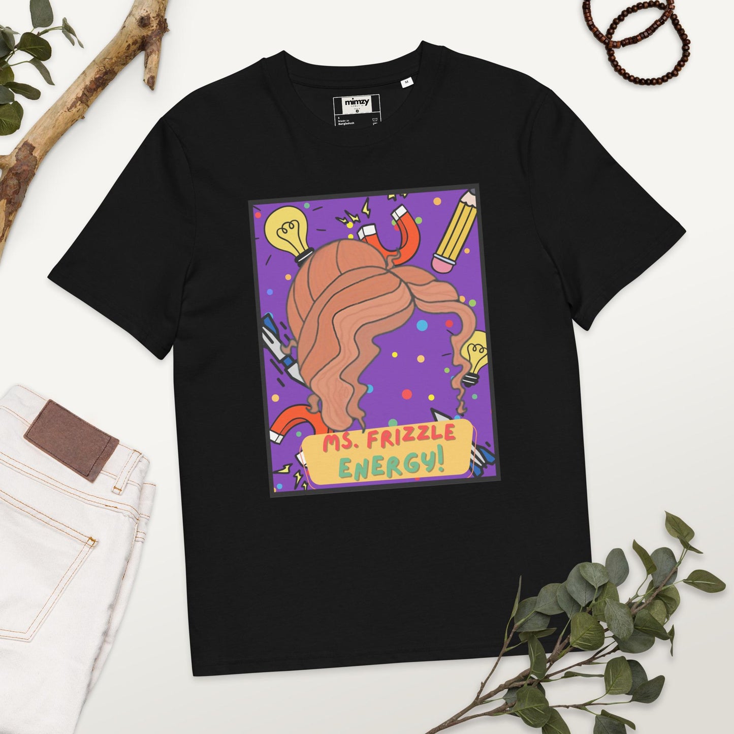 Ms. Frizzle Energy Unisex organic ribbed neck t-shirt