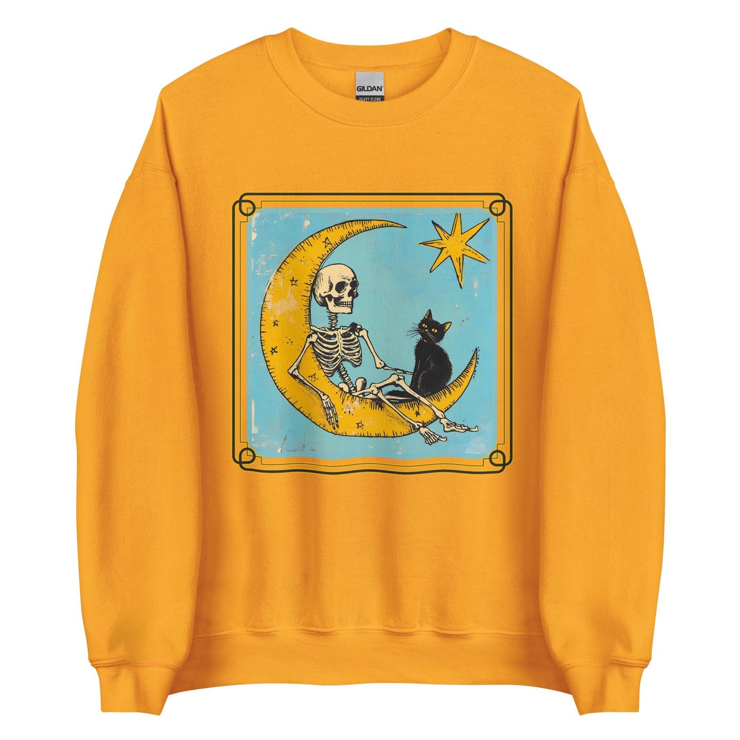 Black Cat and Skeleton Tarot Design Unisex Sweatshirt