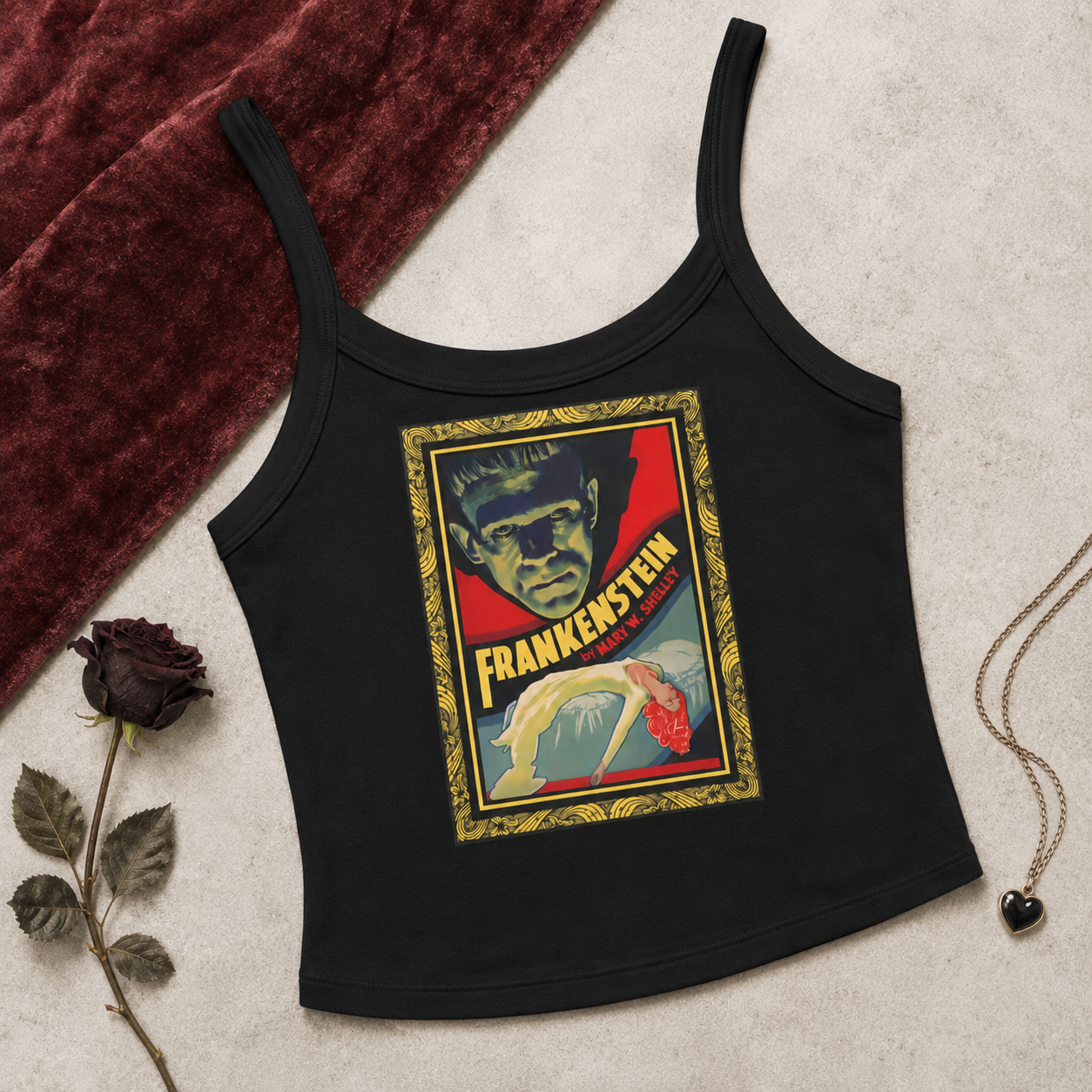 Frankenstein Vintage Border Women’s micro-rib tank top