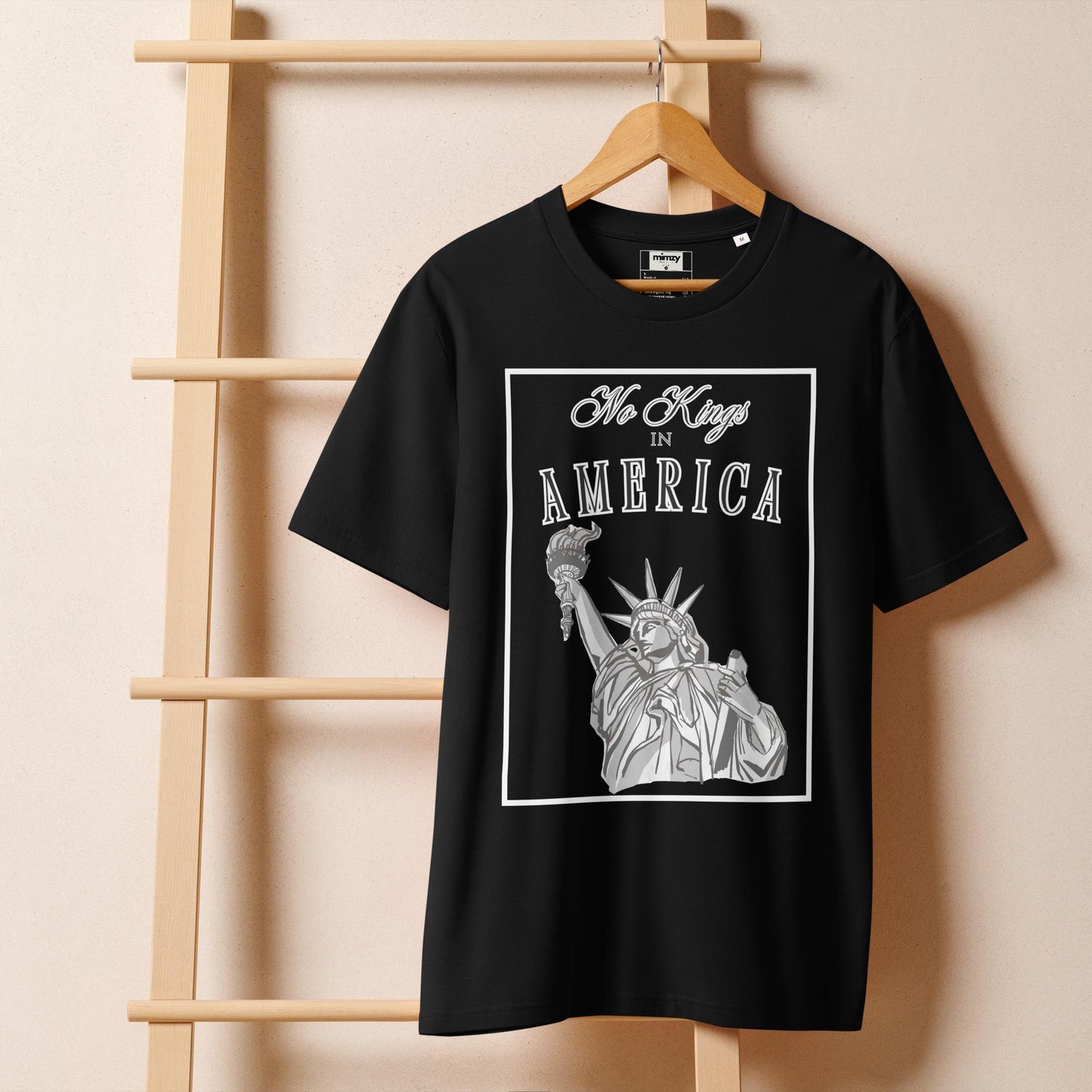 No Kings in America (Black) Unisex organic ribbed neck t-shirt
