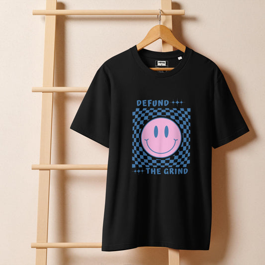 Defund the Grind Unisex organic ribbed neck t-shirt