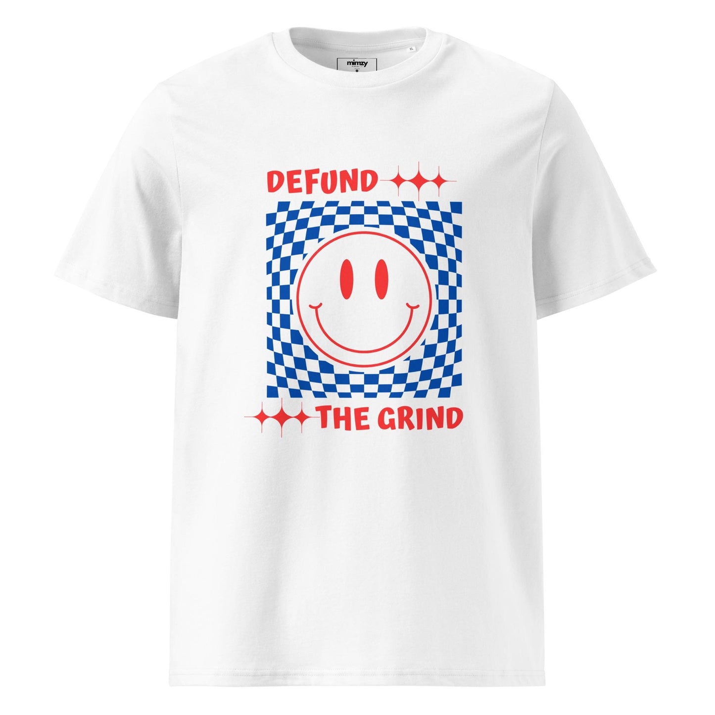 Defund the Grind, red white and blue Unisex organic ribbed neck t-shirt
