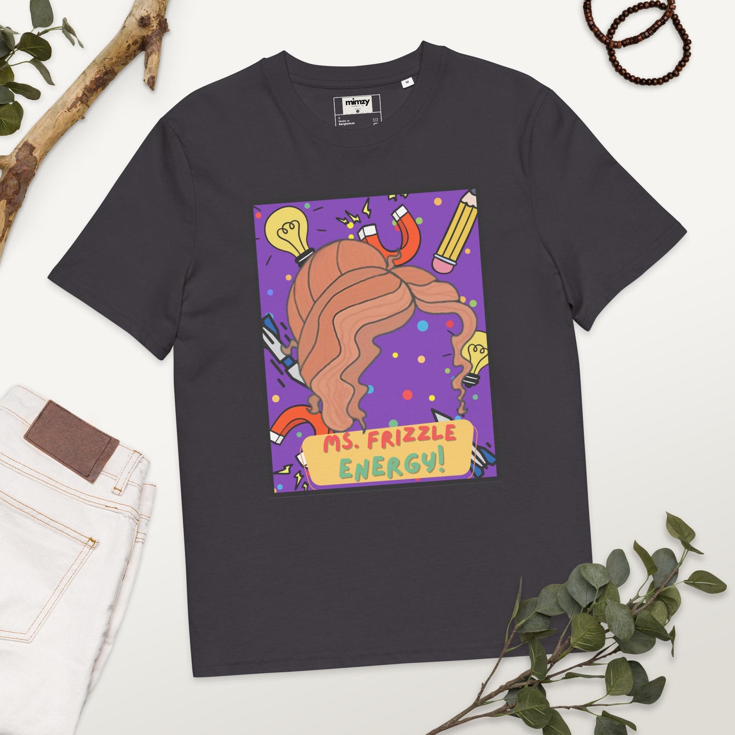 Ms. Frizzle Energy Unisex organic ribbed neck t-shirt