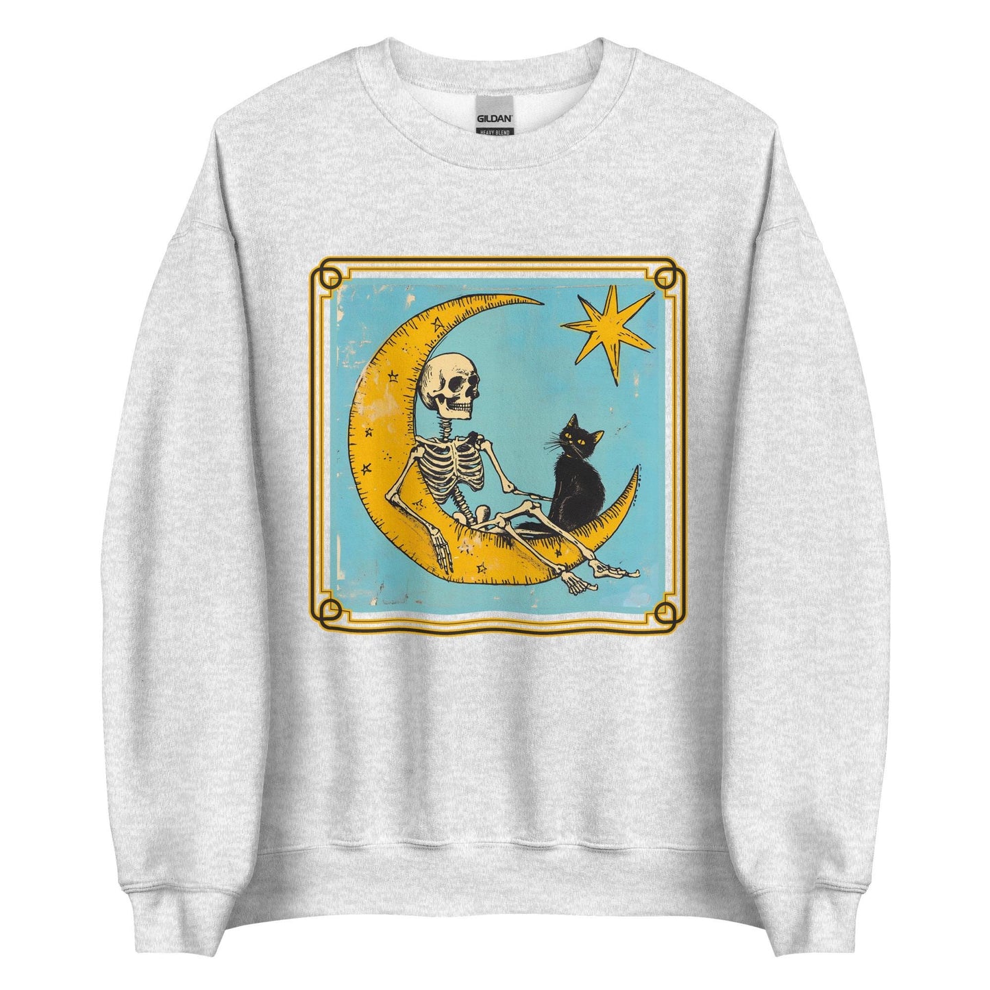 Black Cat and Skeleton Tarot Design Unisex Sweatshirt