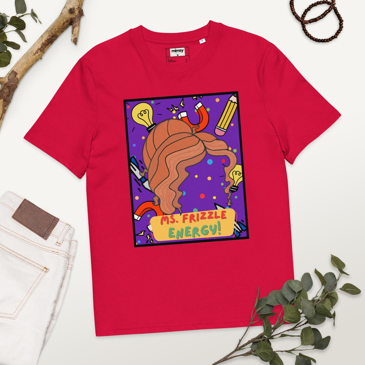 Ms. Frizzle Energy Unisex organic ribbed neck t-shirt