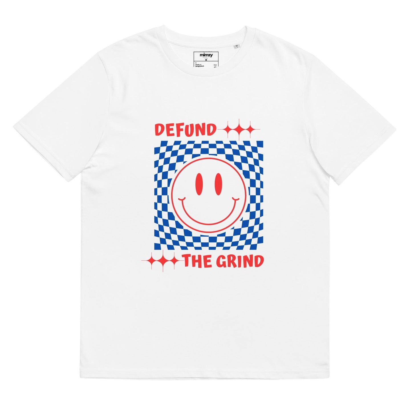 Defund the Grind, red white and blue Unisex organic ribbed neck t-shirt