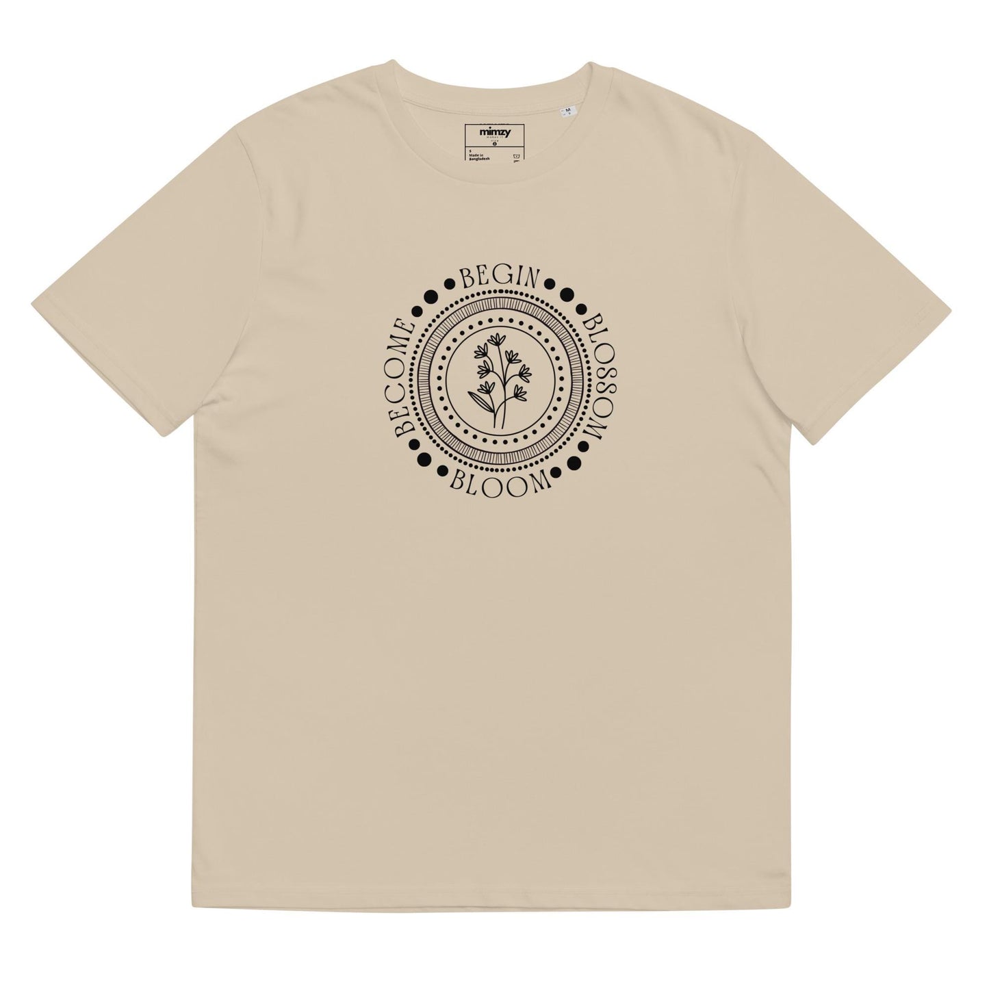 Begin, Bloom, Blossom, Become Unisex organic ribbed neck t-shirt