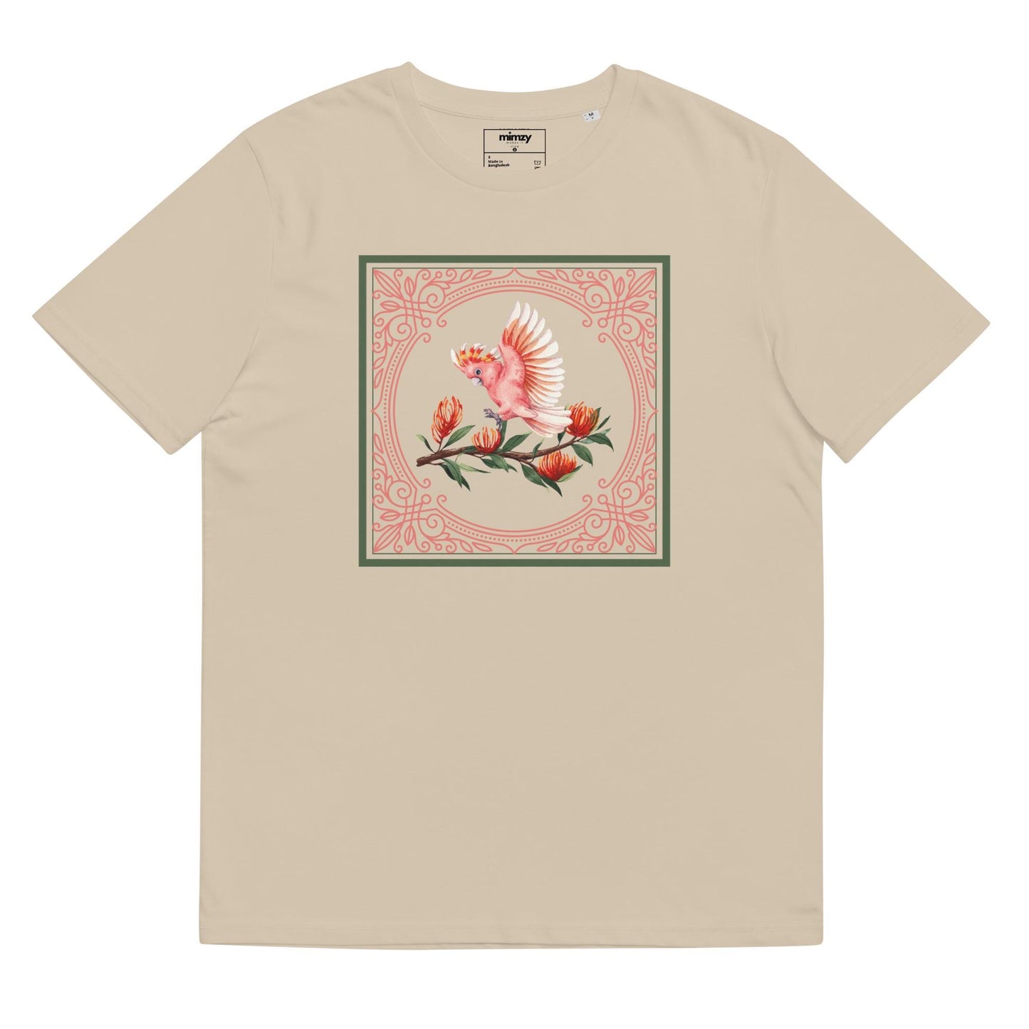 Pink Cockatoo Unisex organic ribbed neck t-shirt