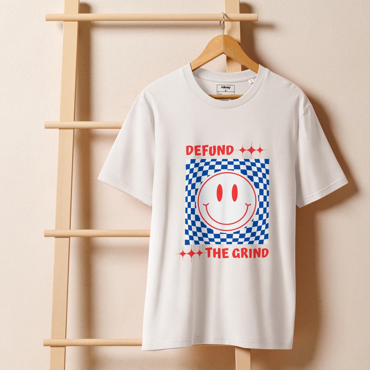 Defund the Grind, red white and blue Unisex organic ribbed neck t-shirt