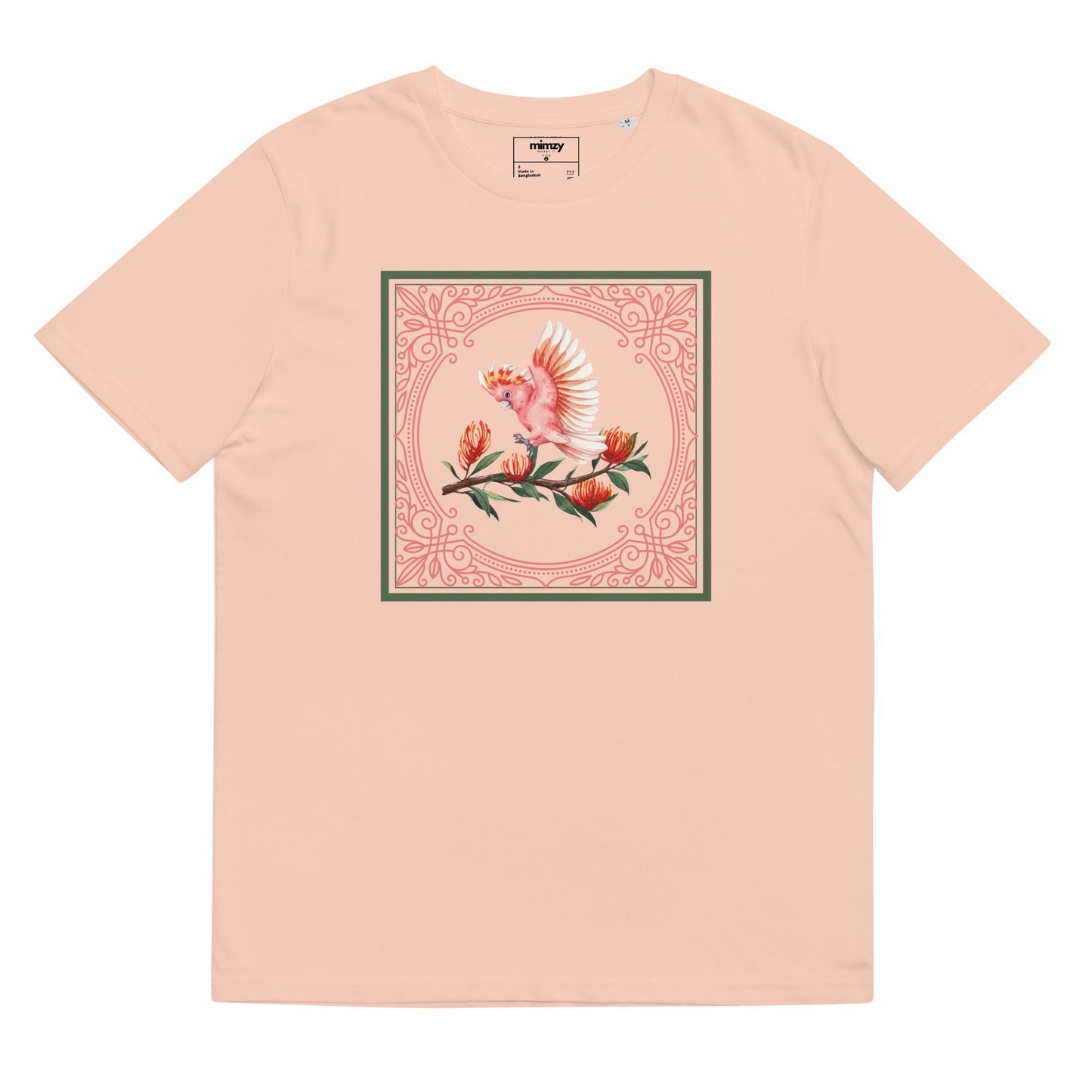 Pink Cockatoo Unisex organic ribbed neck t-shirt