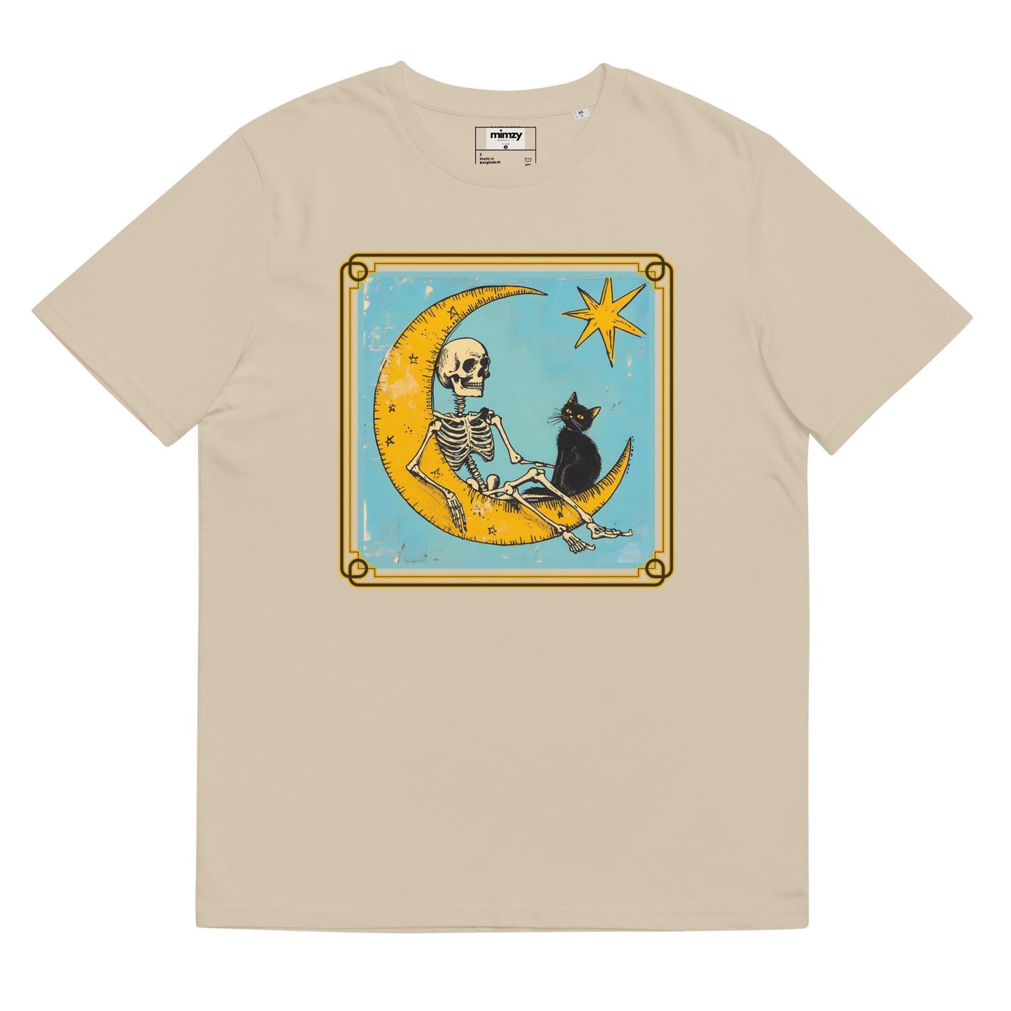 Black Cat and Skeleton Tarot Design Unisex organic ribbed neck t-shirt