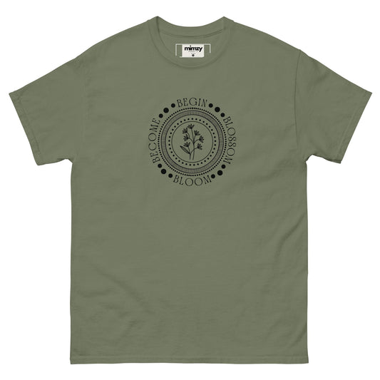 Begin, Bloom, Blossom, Become Unisex classic tee